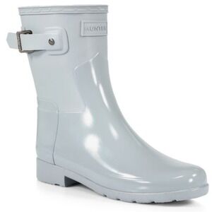 Hunter Short Gloss Rain Boots Gray Womens 7 UK 5 EU 38‎